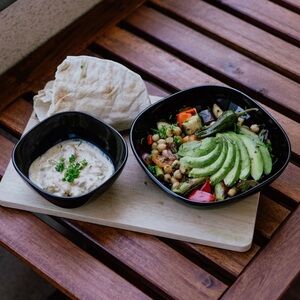 Green and Black Glazed Stoneware Bowl